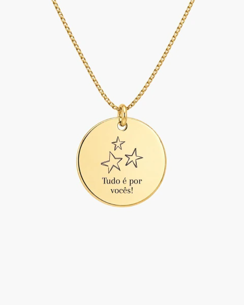 Corrente Medalha Personalizado Grande - Banho Ouro (GRAVAÇÃO REALISTA)