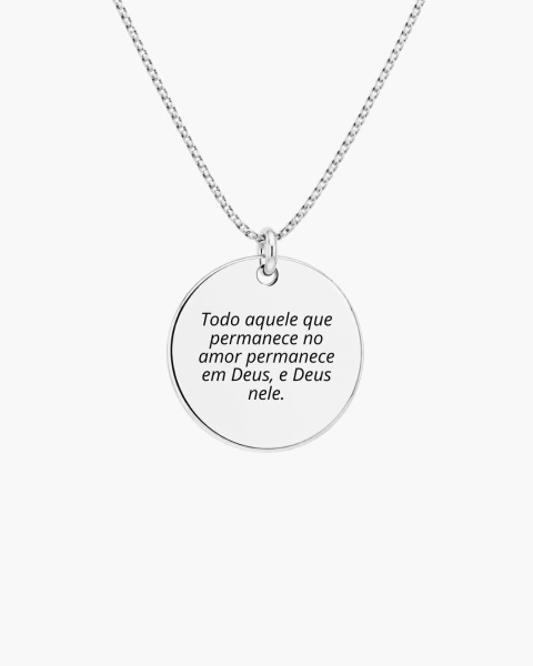 Corrente Medalha Personalizado Grande - Banho Prata (GRAVAÇÃO REALISTA)