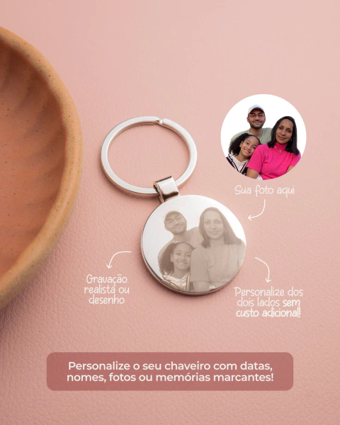 Chaveiro Personalizado em Aço Inox com Foto