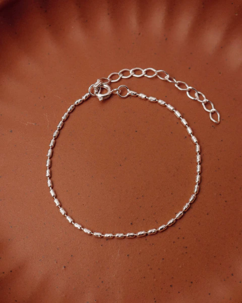 Pulseira Abaulada Escovada - Banho Prata