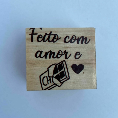 CARIMBOS CONFEITARIA: FEITO COM AMOR E CHOCOLATE 4x4