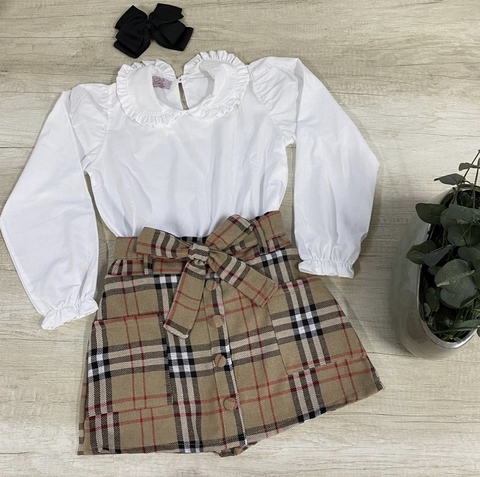 Conjunto Xadrez com Blusa Tricoline