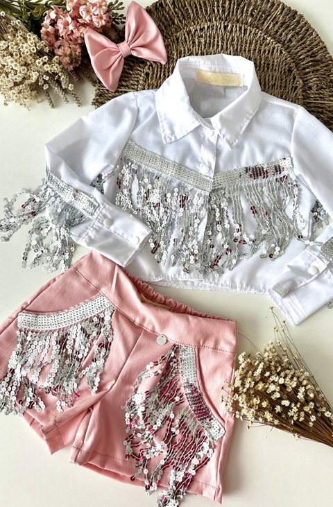 Conjunto Rosa e Branco Ana Castela