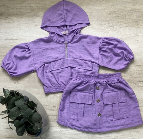 Conjunto de Short e Saia lilás