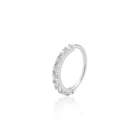 Piercing de hélix em prata 925 cravejado com zircônias e design minimalista