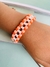 Pulseiras braceletes de miçangas trançadas feita a mão laranja e branco - Dondocas