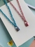 Colares colorido banhado azul e rosa com cadeado candy color - comprar online