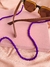Cordão de miçangas para óculos glasschain tons pastéis rosa e roxo