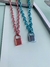 Colares colorido banhado azul e rosa com cadeado candy color