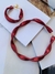 Conjunto banhado cherry cereja vermelho tendencia inverno colar e pulseira trançado Choker