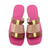 Sandália Rasteira Cecília em Couro Cor Camel/Nude/Pink/Verde - 320011 na internet