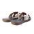 Sandália Rasteira Eva em Couro Cor Off White/Vermelho/Denim - 320022 - Cultha