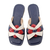 Sandália Rasteira Eva em Couro Cor Off White/Vermelho/Denim - 320022 na internet