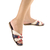 Sandália Rasteira Eva em Couro Cor Off White/Vermelho/Denim - 320022 - comprar online