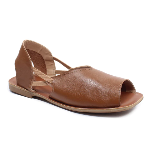 Rasteira Amanda em Couro Legítimo - Caramelo - comprar online