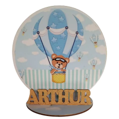 12 Centro de Mesa Ursinho Baloeiro Rosa Azul Personalizado Lembranças Festa - comprar online