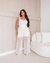 CONJUNTO EM TULE DE CROPPED COM AMARRAÃÃO E CALÃA PANTALONA - comprar online
