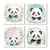 Kit 4 Placas Decorativas Pandas