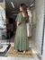 Vestido Feminino Longo com Decote V e Manga Curta