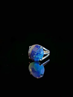 ANILLO PIEDRA NATURAL FACETADA NATURAL REGULABLE - comprar online
