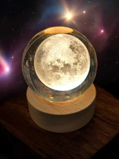 Lampara 3D GRANDE ESFERA CRISTAL Led Usb Luz De Noche Grabada FIJA - comprar online