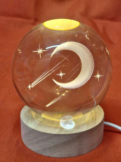 Lampara 3D MOVIL GRANDE ESFERA CRISTAL Led Usb Luz De Noche Grabada - Yatras