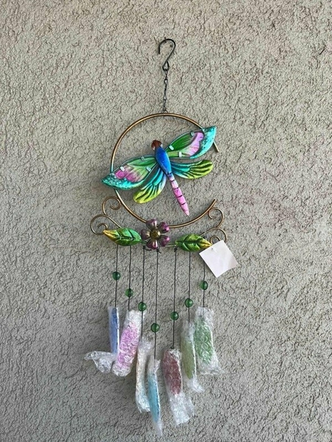 Móvil Colibrí/mariposa Con Hojitas De Colores Metal Y Vidrio - comprar online