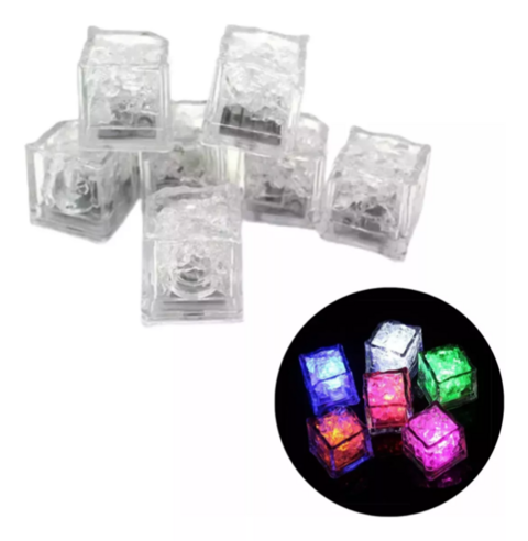 Hielo Led Cuibito Luminoso Luz Led Cocktail 12 Uni Fiesta Multicolor