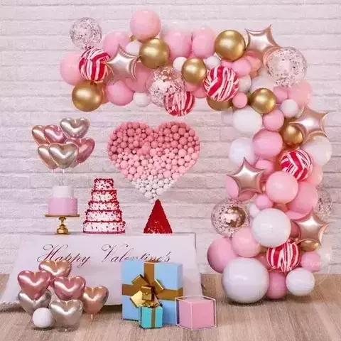 Arco Globos Orgánico Rosa Pastel Cumpleaños 82 pcs