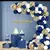 Arco Orgánico De Globos Azul Blanco Dorado Fiesta Cumpleaños - BETTER LUVA