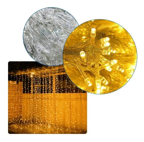 Cortina De Luces Led 3x2 Mts 16 Tiras Eventos Navidad Decoración