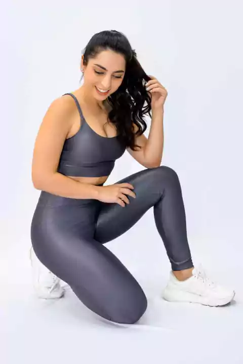 Calça Legging de Academia Grafite Zero Transparência Cinza/Chumbo