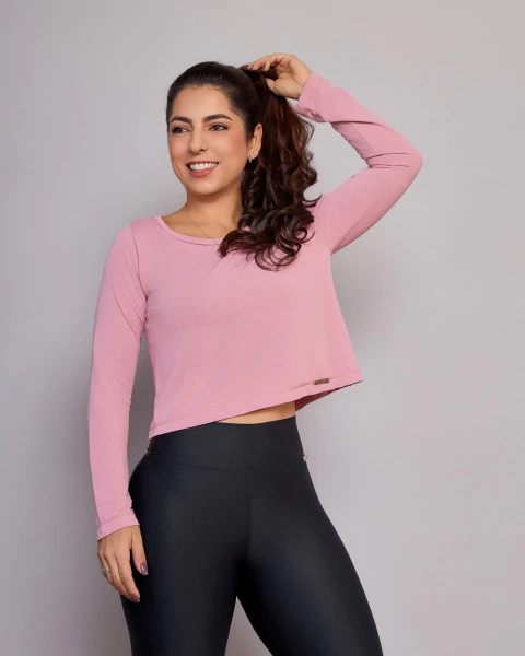 Cropped Tapa Bumbum em Poliamida Rose - comprar online