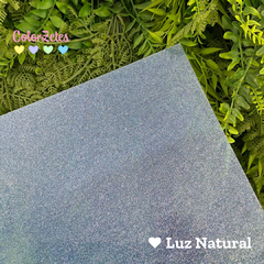 Chapa de acrílico Premium 30x45cm - Glitter Azul Claro - PI615