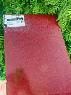 Chapa de acrílico Premium 30x45cm - Glitter Vermelho - PI133