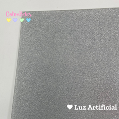 Chapa de acrílico Premium 30x45cm - Glitter Prata Partículas finas de glitter - PI PRATA na internet