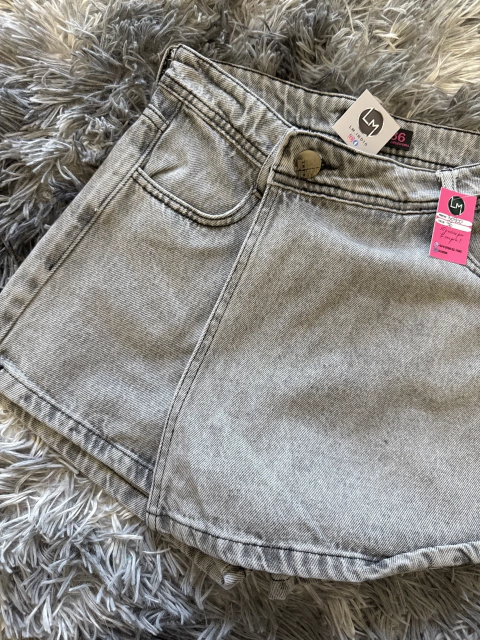 Pollera shorts de jeans gris