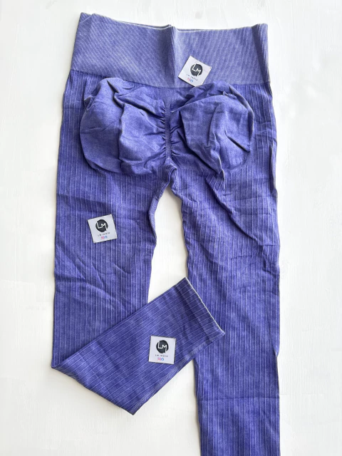 Calza push up prelavada rayas violeta