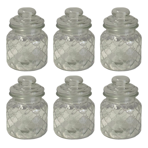 Jogo 6 Potes De Vidro Com Tampa Hermética 650ml