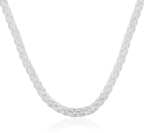 Colar Trançado de Prata 925 6 Fios 45cm - comprar online