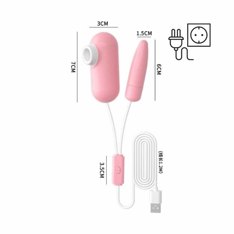 cápsula vibratória dupla com sugador de clitóris usb
