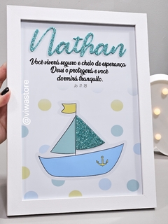 QUADRO NOME + VERSÍCULO ( BARQUINHO A VELA)