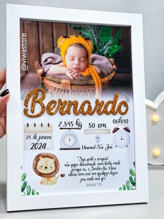 QUADRO MEU NASCIMENTO COM FOTO ( SAFARI BABY )