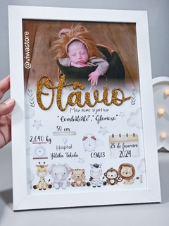 QUADRO MEU NASICMENTO COM FOTO ( SAFARI BABY )