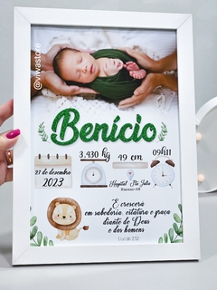QUADRO MEU NASCIMENTO COM FOTO ( SAFARI BABY )