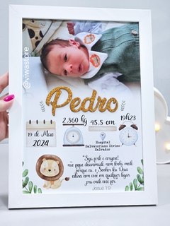 QUADRO MEU NASCIMENTO COM FOTO ( SAFARI BABY )