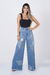 CALÇA JEANS WIDE LEG ADESIVADA A LASER - 852257