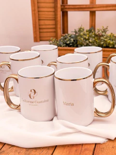 CANECA BORDA E ALÇA DOURADA 440ML - Afeto Canecas