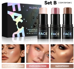 SET ILUMINADOR, RUBOR Y BRONZER EN STICK - MLSMILE - comprar online