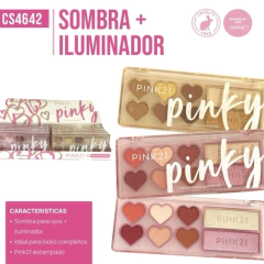 PALETA DE SOMBRAS+ ILUMINADOR - PINK21